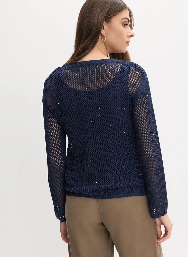 Open Knit Pullover Sweater