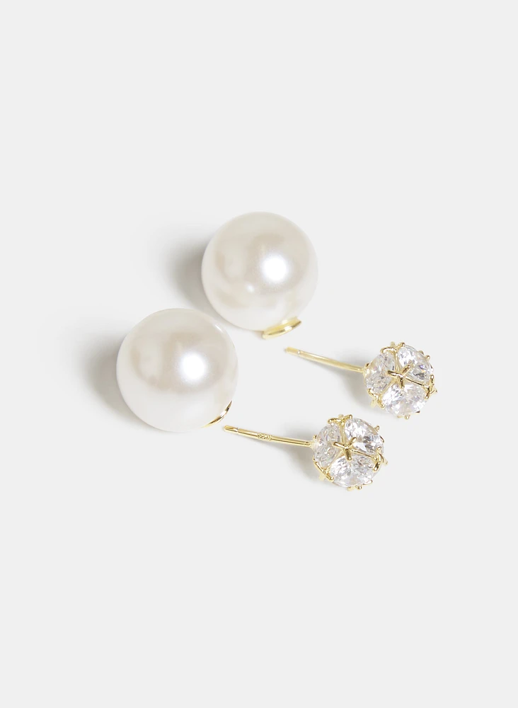 Pearl Back Crystal Stud Earrings