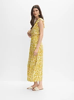 Abstract Print Smocked Waist Dress