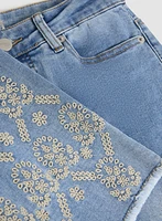 Jean jambe étroite à embellissements