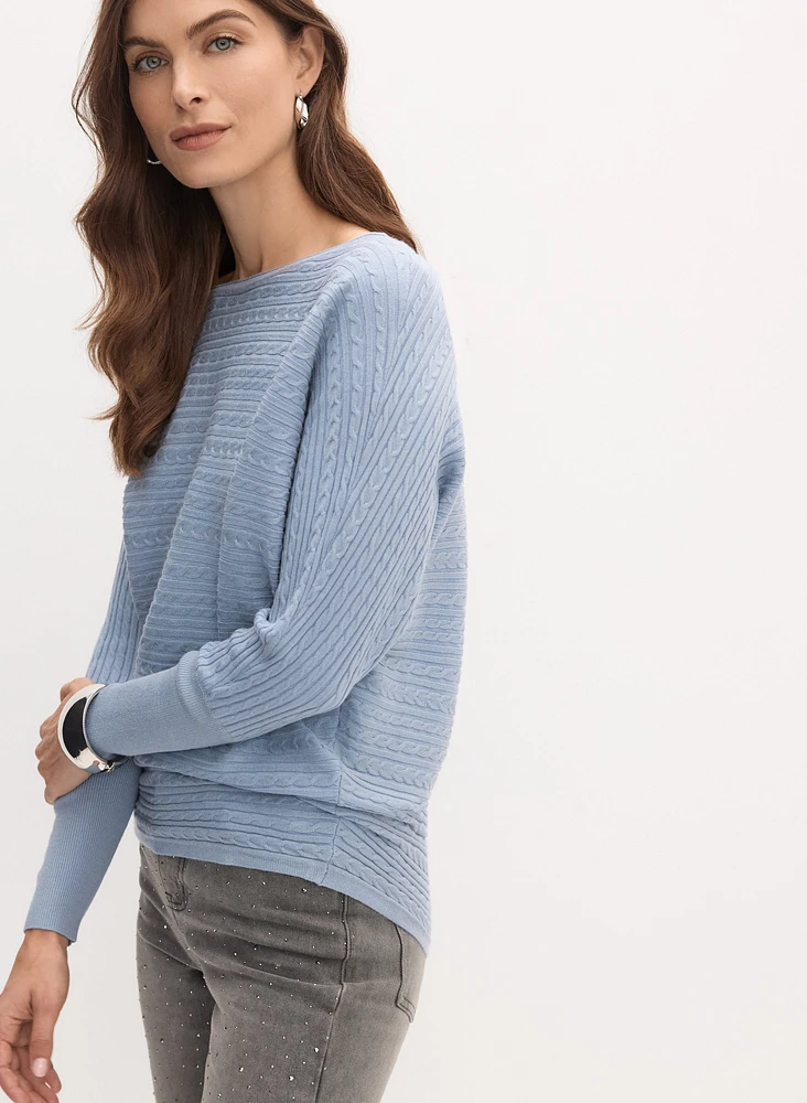 Pull  à manches dolman en mailles torsadées