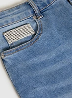 Embellished Denim Pencil Skirt