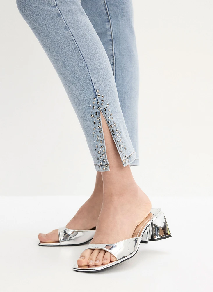 Slim Leg Rhinestone Detail Jeans