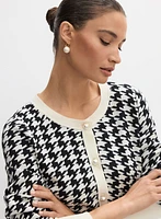 Contrast Houndstooth Print Cardigan