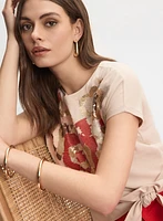 T-shirt à imprimé floral paillettes