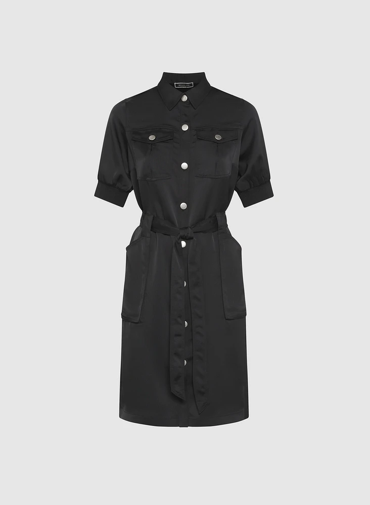 Satin Shirt Dress