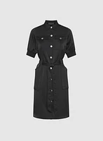 Satin Shirt Dress