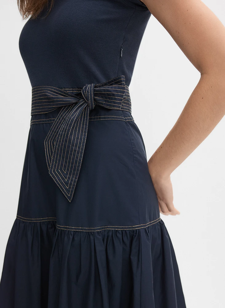 Contrast Stitch Maxi Dress