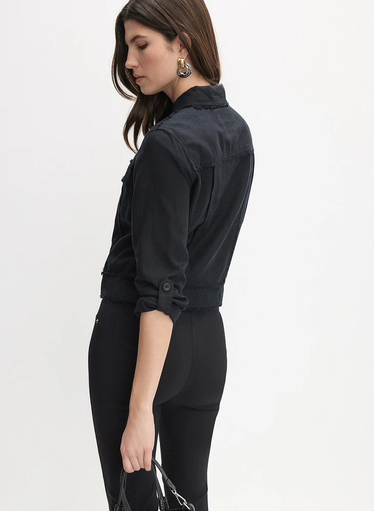 Veste à bordures effilochées