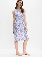 Leaf Print Linen Dress