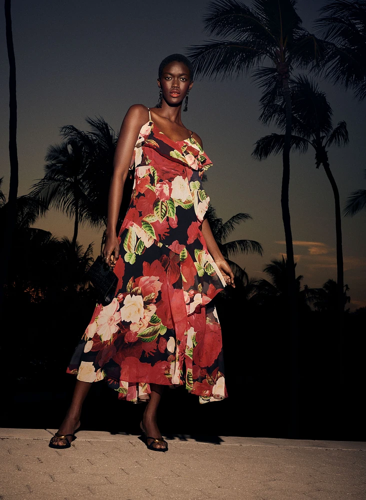 Robe florale en chiffon