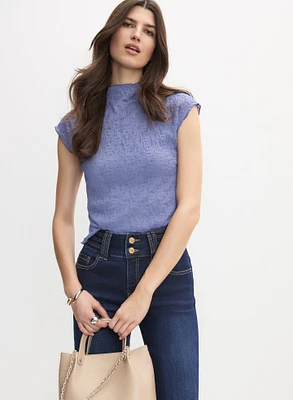 Crinkle Mock Neck Top