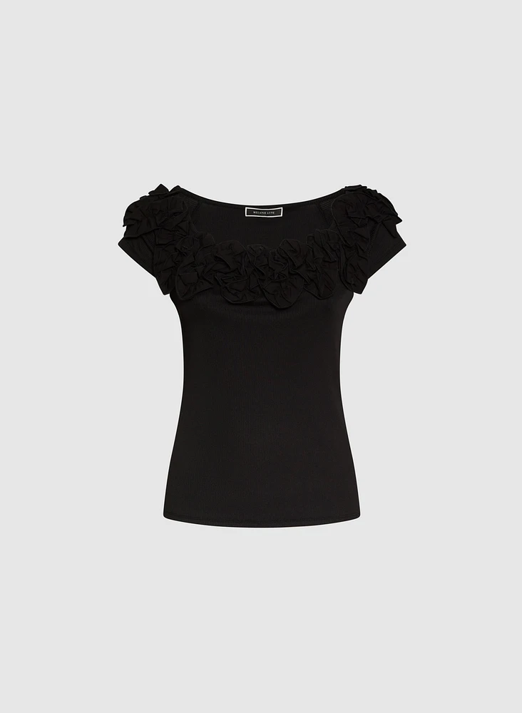 Ribbed Rosette Top