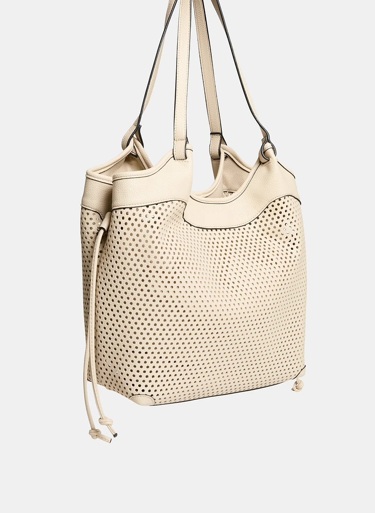 Perforated Drawstring Handbag