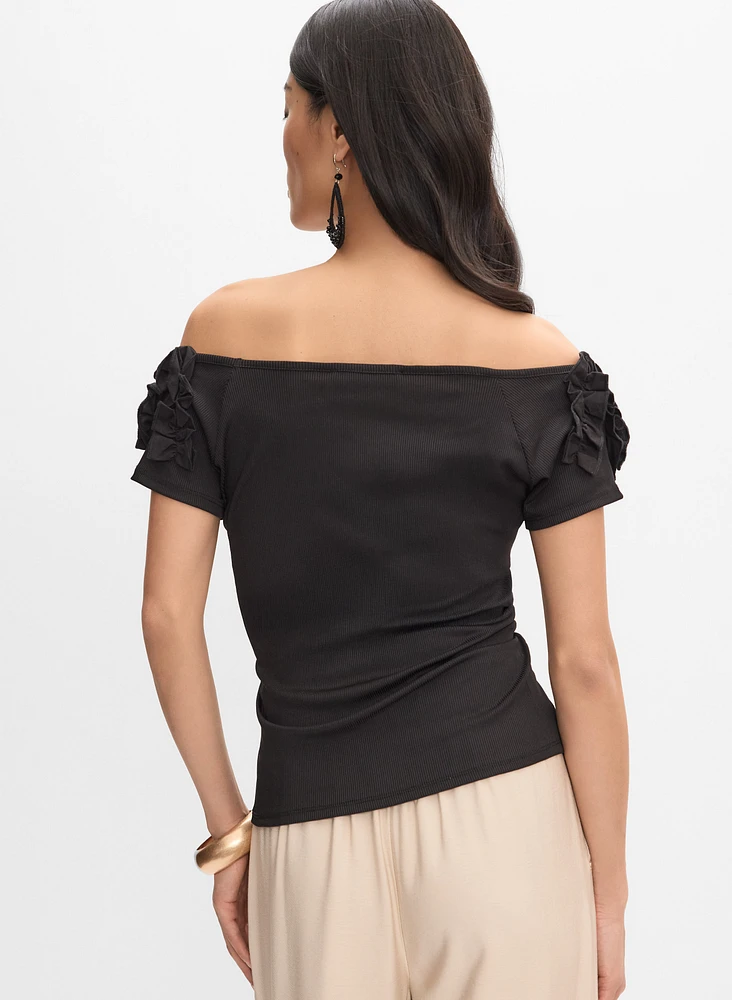 Ribbed Rosette Top