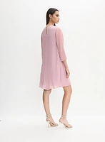 Plissé Rosette Dress