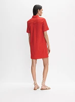 Robe-chemisier à broderies florales