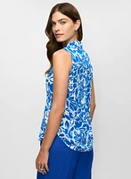 Blouse fleurie en crêpe sans manches