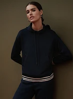 Striped Trim Hooded Sweatshirt