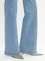 Embroidered Wide-Leg Jeans