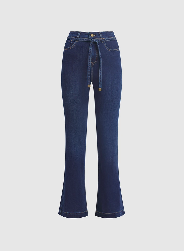 Drawstring Flare-Leg Jeans