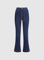 Drawstring Flare-Leg Jeans