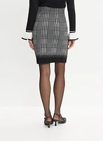 Plaid Print Knit Pencil Skirt