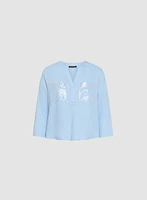 Blouse en lin avec poches à paillettes