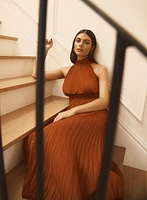 Plissé Satin Dress