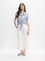Embroidered Button-Down Blouse