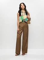 Sleeveless Palm Print Blouse