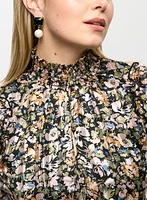 Ruched Hem Floral Blouse