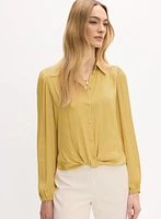 Satin Twist-Hem Blouse