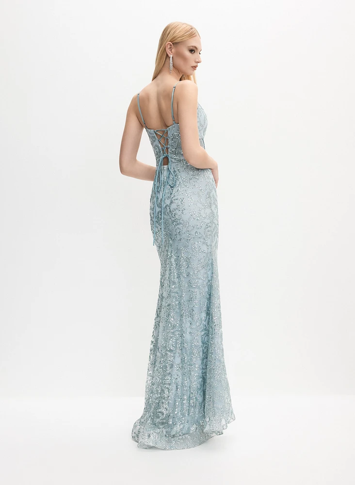 Robe-corset en dentelle scintillante