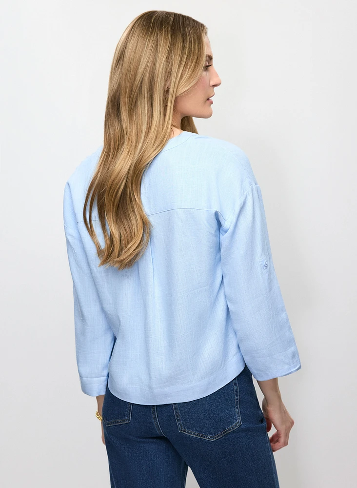 Blouse en lin avec poches à paillettes