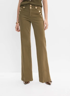 Embossed Button Trouser Jeans