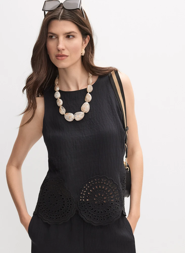 Embroidered Hem Blouse