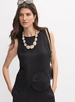 Embroidered Hem Blouse