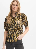 Leopard Puff Sleeve Blouse