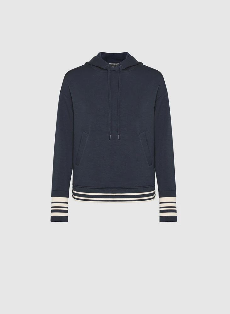 Striped Trim Hooded Sweatshirt