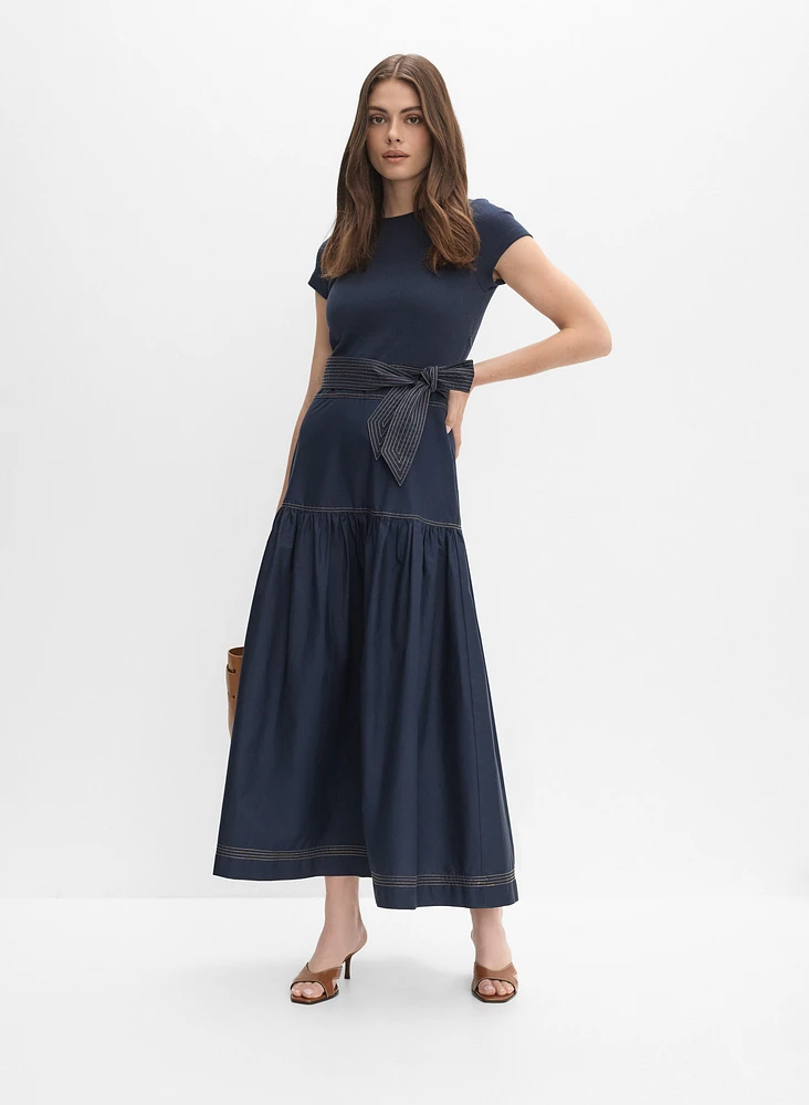 Contrast Stitch Maxi Dress