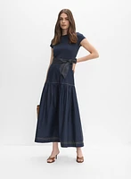 Contrast Stitch Maxi Dress