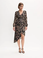 Adrianna Papell- Floral Print Faux Wrap Dress