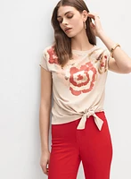 T-shirt à imprimé floral paillettes