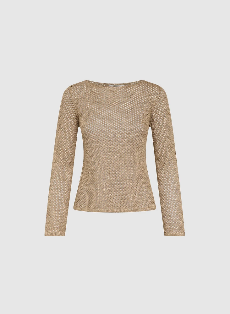 Metallic Open Knit Sweater
