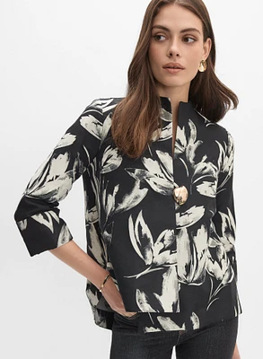 Joseph Ribkoff - Floral Asymmetric Swing Jacket