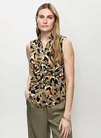 Leopard Print Sleeveless Blouse