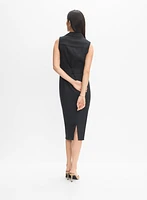 Belted Stretch-Linen Dress