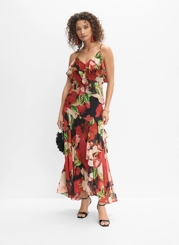 Robe florale en chiffon