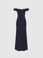 Satin Rosette Appliqué Dress